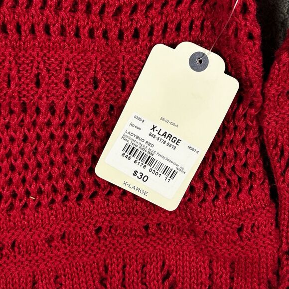 St. John’s Bay Women’s Ladybug Red Cable- Knit Sweater‎ Size XL Cotton Blend NWT - Picture 7 of 8